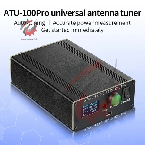 Sintonizador de antena eléctrico mini automático para equipos de radio 1.8~55MHz 0.96IN con carcasa ATU‑100