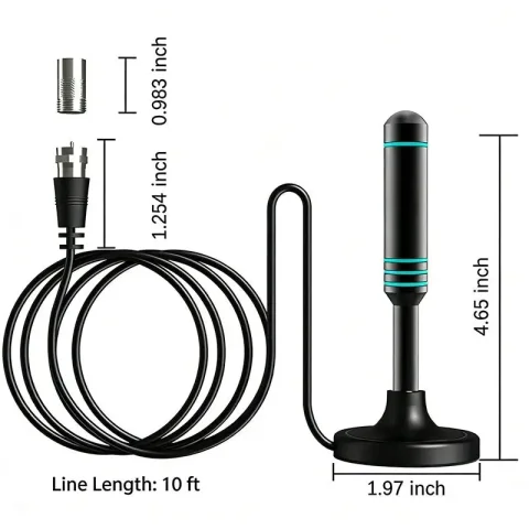 Antena amplificadora de señal de largo alcance para TV Digital, amplificador de señal interior, antena 720P 1080P con adaptador, 1 ud.