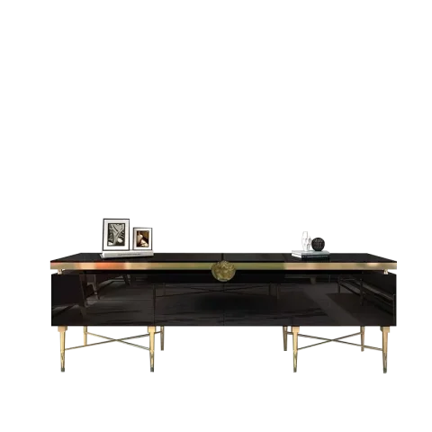 Mesa de TV pequeña sala de estar Arca terrestre de muebles de madera de acero inoxidable de laca que hornean