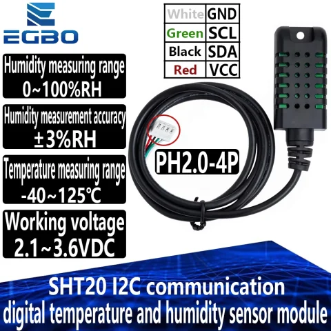 Módulo sensor digital de temperatura y humedad SHT20, comunicación I2C, sensor de sonda de temperatura y humedad con cable y estuche