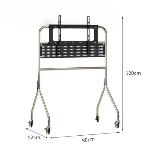 Soporte de TV de acero inoxidable multifuncional de lujo con estante de almacenamiento para sala de estar, oficina, dormitorio, televisores de 32-75 pulgadas, moderno y sencillo 3