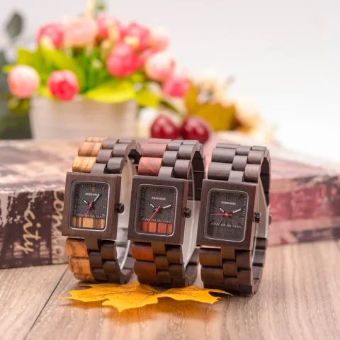 Reloj de madera de ébano para mujer, pulsera de cuarzo de marca superior de lujo, con caja de regalo, envío directo