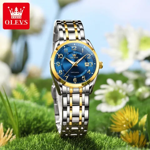 Relojes OLEVS 3666 para Mujer, Reloj de Cuarzo Original, Resistente al Agua, Luminoso, Cronógrafo, con Fecha, Reloj de Pulsera para Mujer