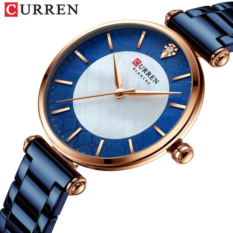 Relojes para mujer de marca de lujo CURREN elegante reloj de pulsera de cuarzo fino con reloj femenino Simple de acero inoxidable