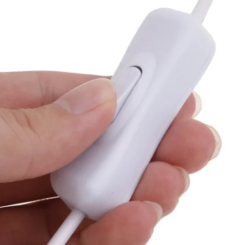 Cable datos tipo USB con interruptor alimentación Cable datos blanco para carga rápida, cable línea 0,3 5