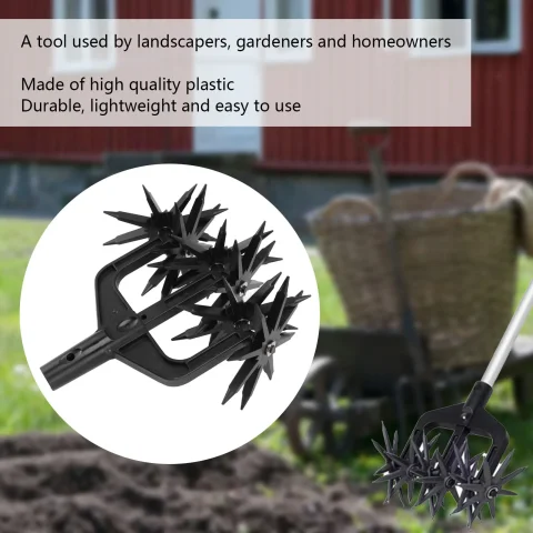 Aireador de jardín, herramienta de cultivador rotativo, escarificador de suelo de jardín, resistente al desgaste, escarificador ventilado 2 en 1, cultivador rotativo para jardín 4