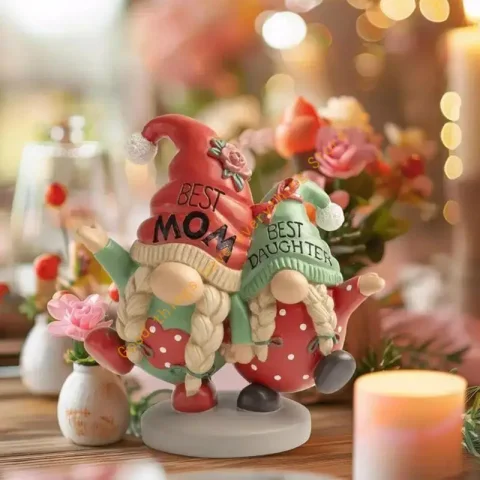 Estatua gnomos jardín, escultura navideña madre e hija para césped, decoración balcón, estatuilla resina 55KF 1