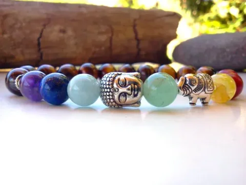 Pulsera de elefante Buda, pulsera de chakras, 7 Chakras, Yoga, meditación, estiramiento