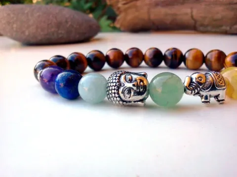 Pulsera de elefante Buda, pulsera de chakras, 7 Chakras, Yoga, meditación, estiramiento 5