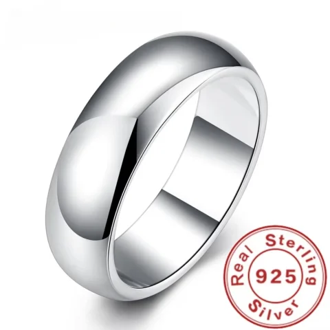 Anillo de Plata de Ley 925 de alta calidad, anillo redondo liso Simple a la moda, joyería de fiesta para mujer, talla 5 6 7 8 9 10 11