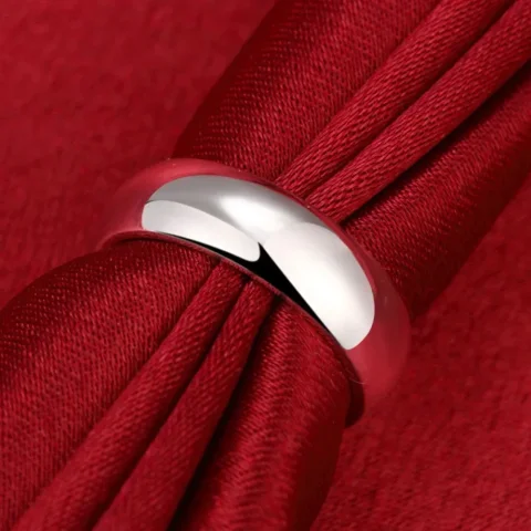 Anillo de Plata de Ley 925 de alta calidad, anillo redondo liso Simple a la moda, joyería de fiesta para mujer, talla 5 6 7 8 9 10 11 4