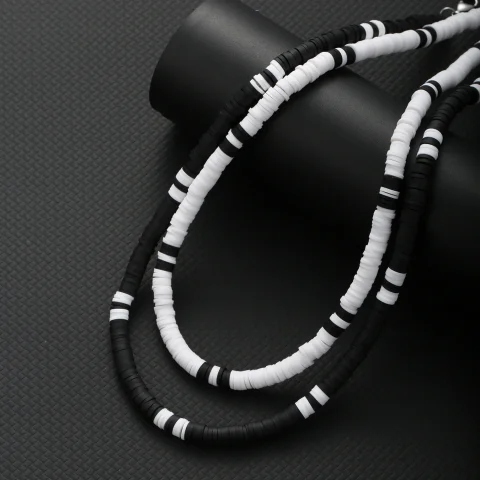 Collar Hombre Bohemia blanco negro suave cuentas de polímero Collar hombres Collier Homme Collar Masculino para hombres mujeres Collana Uomo