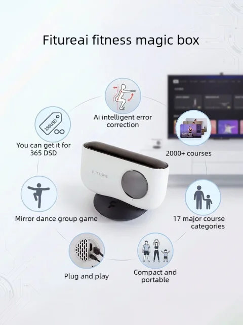 Caja Mágica de Fitness con IA, Ejercicio Inteligente con Sensor Somatosensorial, Proyección de TV, Máquina de Baile con Consola de Juegos, Equipo de Fitness para el Hogar