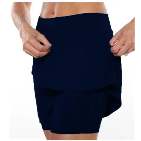 Falda deportiva para Fitness, pantalones cortos de cintura alta, transpirables, para correr, tenis, Golf, con bolsillos, pantalones cortos informales ajustados hasta la rodilla