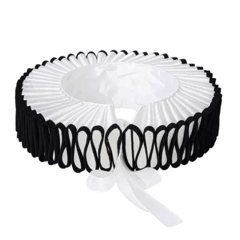 39BD Collar falso con volantes victoriano recortado en negro, collar para representaciones teatrales, Gargantilla payaso 4