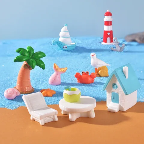 Figura de Faro de Resina para Playa, Adorno de Micropaisaje para Decoración de Acuarios, Accesorio DIY para Peceras y Terrarios