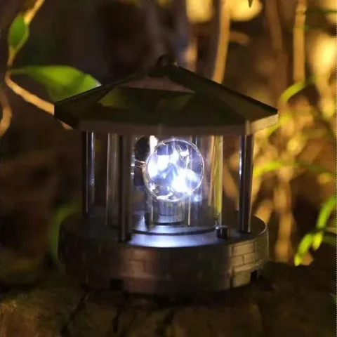D2 Luz Solar para exteriores, faro giratorio LED impermeable, luz Solar, torre de baliza, Lámpara decorativa para jardín, césped y Patio 5
