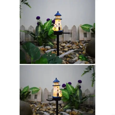 Faros jardín con energía solar, luz decorativa impermeable, luz estaca, paisaje exterior para patio B03E