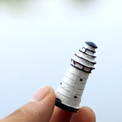 Torre de faro blanco en miniatura, decoración de jardín de hadas para el hogar, Mini artesanía, Micro paisajismo, accesorios de bricolaje