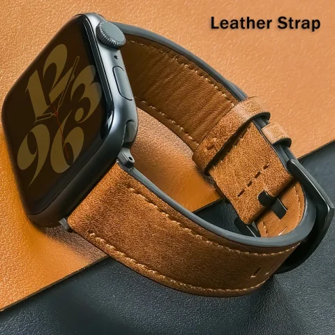 Correa de Cuero para Apple Watch Ultra 2 49mm 10 9 7 8 3 4 5 6 SE 44mm 40mm 38mm 42mm Series, Correa de Alta Calidad para Hombre 45mm 41mm