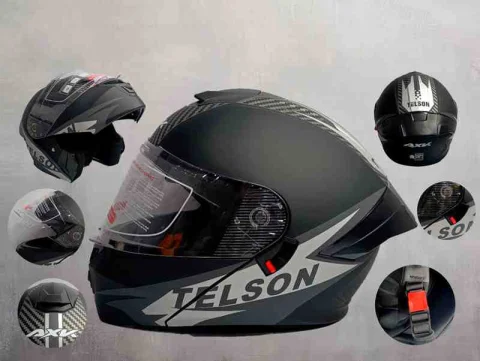 CASCO ABATIBLE AXK HELMET 909 POISON TELSON NEGRO P/MOTO 13760-POISON