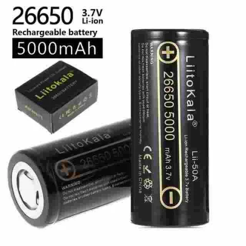 BATERIA 26650 3.7V 5000MAH NEGRA