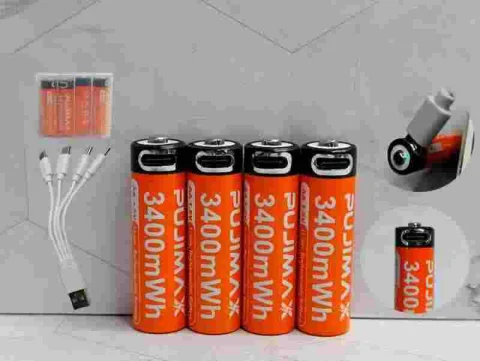 BATERIA X4 AA 3400MWH RECARG TIPO C+CABLE PUJIMAX NJ 13769-3400