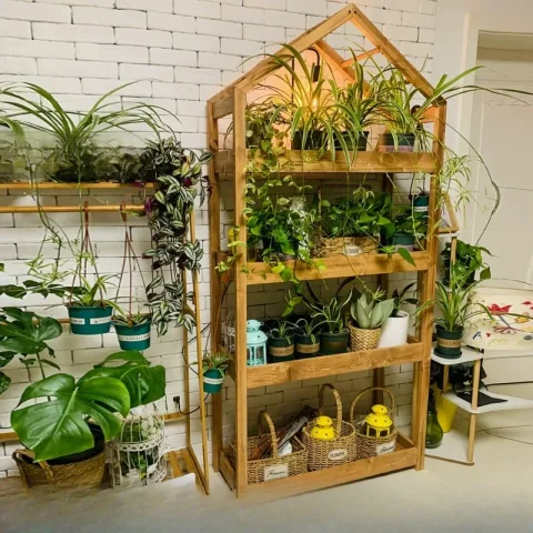 Soportes Negros para Plantas de Jardín, Estantes de Madera para Macetas, Soportes para Plantas de Patio, Muebles de Terraza para Exteriores 1