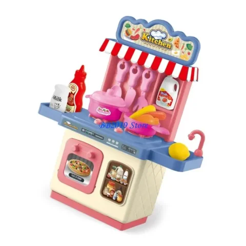 Juego cocina compacto para niños Q0KB, diseño fácil almacenamiento para organización 5