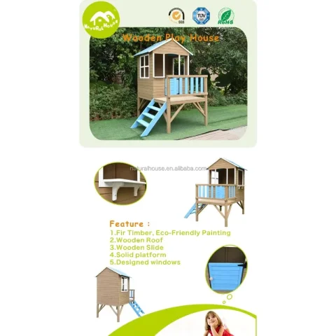 Casa de Juegos Infantil de Madera para Exteriores, Diseño Nuevo 2