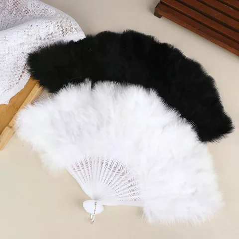 Abanico de mano, accesorio de fotografía, abanico plegable de estilo Retro de plumas para fiesta de boda, novia, decoración de abanico de mano para baile y espectáculo