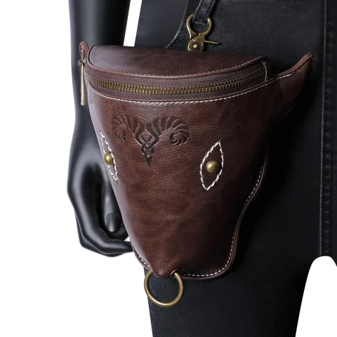Medieval Casual marrón viaje Retro Cool Animal cabeza de toro gran capacidad teléfono bolsa cintura/pierna bolsa Vintage Cosplay accesorios paquete 1