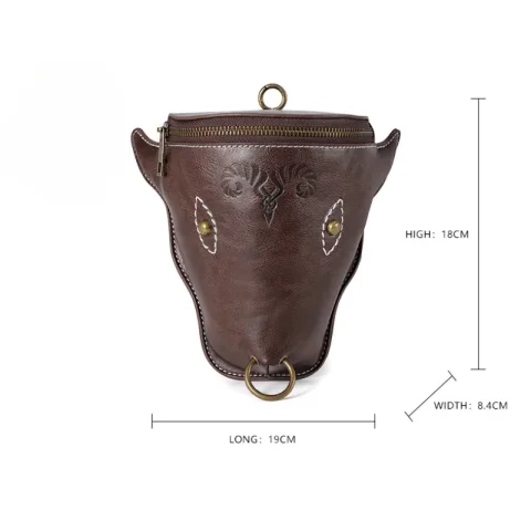 Medieval Casual marrón viaje Retro Cool Animal cabeza de toro gran capacidad teléfono bolsa cintura/pierna bolsa Vintage Cosplay accesorios paquete 4