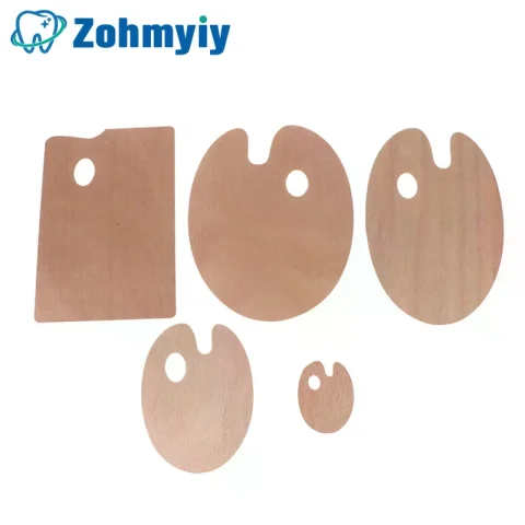 Paleta de pintura de madera con orificio para el pulgar, paleta de pintura de madera, mezcla de colores, bandeja de pintura al óleo cuadrada ovalada, paleta de acuarela 1