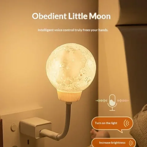 Linda luz nocturna con control por voz y un suave brillo cálido para la decoración de dormitorios, habitaciones infantiles y guarderías.