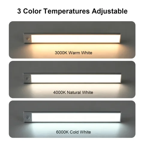 Luces nocturnas con Sensor de movimiento, luz LED para armario, luz recargable por USB para armario de cocina, iluminación LED de 20cm/30cm/40cm