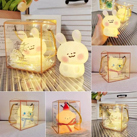 Linda luz nocturna de animales para niños, lámpara para dormir para guardería, luz nocturna con Control táctil para lactancia, decoración para niños pequeños, regalos de navidad