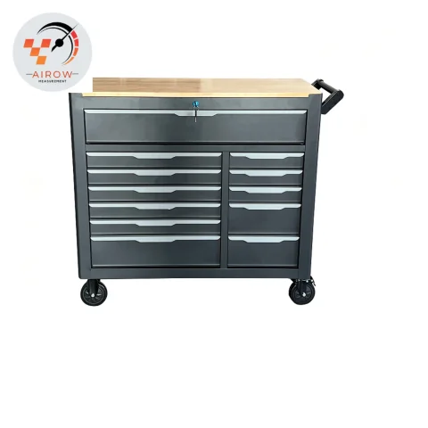 Carrito de Herramientas con Cerradura, Encimera de Madera Maciza, 12 Cajones, Almacenamiento Multicompartimento, Gabinete para Reparación de Automóviles y Ferretería