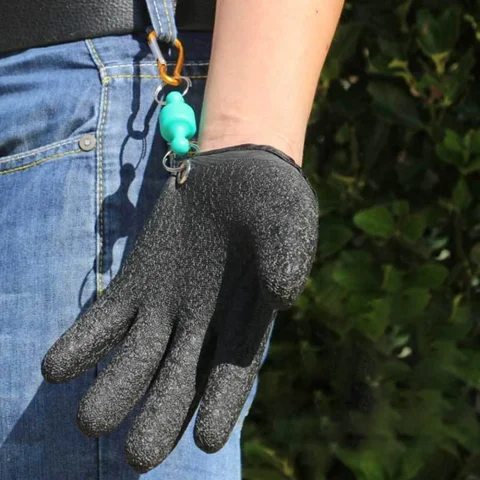 Guantes de pesca antideslizantes que protegen la mano de rasguños de pinchazos, guantes de caza profesionales de látex para pescar, izquierda y derecha 4