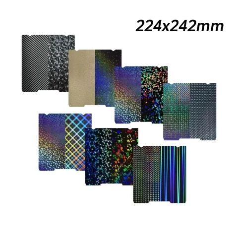 Placa de construcción de doble cara, 224x242mm, textura suave PEO, superficie PEI, hoja Flexible, plataforma extraíble, cama de impresión de placa de acero con resorte