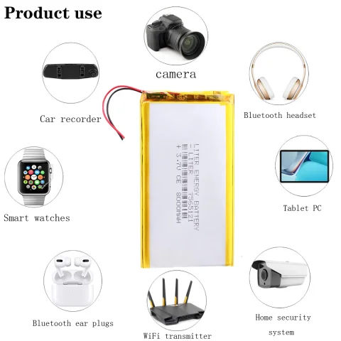 Batería de Iones de Litio/Li-ion de Polímero de Buena Calidad, 3.7V, 8000mAh, 7565121 para Juguetes, Banco de Energía, GPS