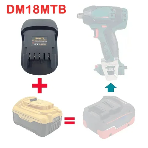 Adaptador de batería MT18MTB DM18MTB BS18MTB para Makita para Dewalt para Milwaukee para batería de iones de litio Bosch de 18V a batería Metabo de 18V 4