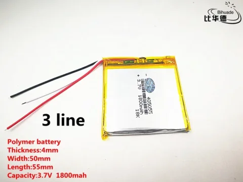 3 líneas Buena calidad 3.7V, 1800mAH, 405055   Batería de polímero de iones de litio/Li-ion para JUGUETE, POWER BANK, GPS, mp3, mp4 4