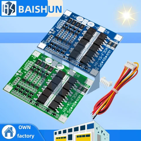 4S 3,2 V 3,7 V 30A LiFePO4/batería de litio BMS Placa de protección de carga 12,8 V 14,4 V 18650 32650 paquetes de baterías con equilibrio