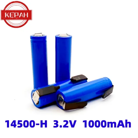 Batería de litio soldada azul 14500, gran capacidad, recargable de alta potencia de 3,2 V, multifuncional y duradera de 1000mAh
