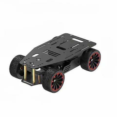 Motor de codificación de coche eléctrico 4WD de carga de 5KG, chasis de coche Ackerman, rueda motriz de cuatro ruedas, chasis de coche de Metal para coche Robot programable