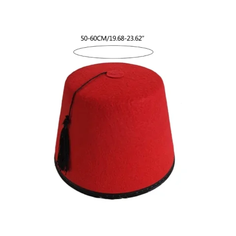 Sombrero marroquí Fez para hombre, sombrero turco fieltro, sombrero Tarboosh otomano con borlas negras, sombrero étnico, sombrero turco otomano Universal