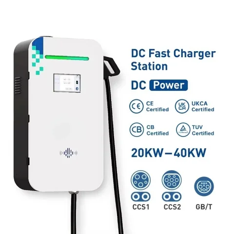 Cargador Rápido para Vehículos Eléctricos de 20KW 30KW 40KW, Personalizado, CCS2 CCS1 GB/T, OCPP, Comercial, Carga Rápida DC