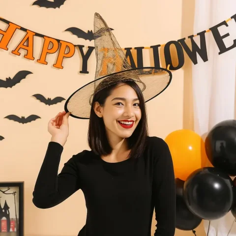 Divertido sombrero puntiagudo, sombrero de bruja de Halloween, sombrero de bruja araña de lentejuelas transpirable, sombreros decorativos de Halloween, disfraz para niños