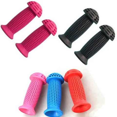 1 par de empuñaduras de goma coloridas azules y rojas para niños, empuñaduras de manillar de 7 colores, empuñaduras para bicicleta